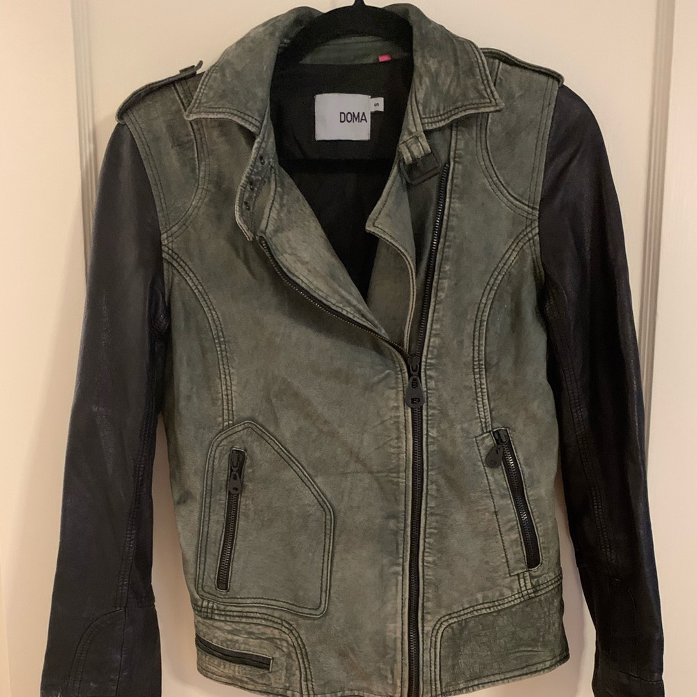 Colorblocked leather Doma leather jacket